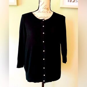 Women’s Black Cardigan with Pearl Detailed Buttons Size Medium